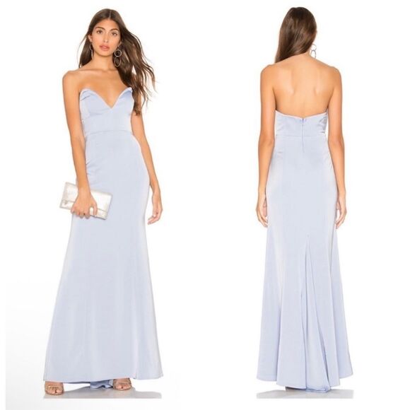 LOVERS + FRIENDS NWT Pelagic Strapless Maxi Dress Gown in Baby Blue Size XS - Picture 1 of 15